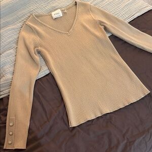 Elie Tahari Taupe V-Neck Sweater